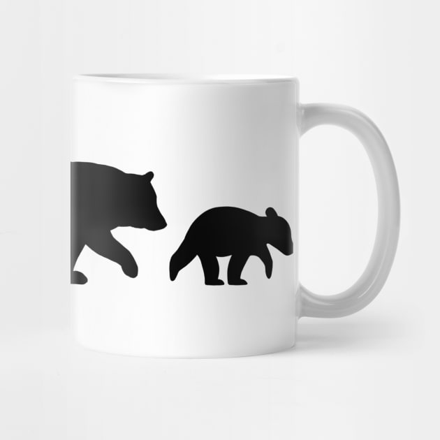 Grizzly Bear Family Silhouettes | Mama Bear with Cubs by Coffee Squirrel